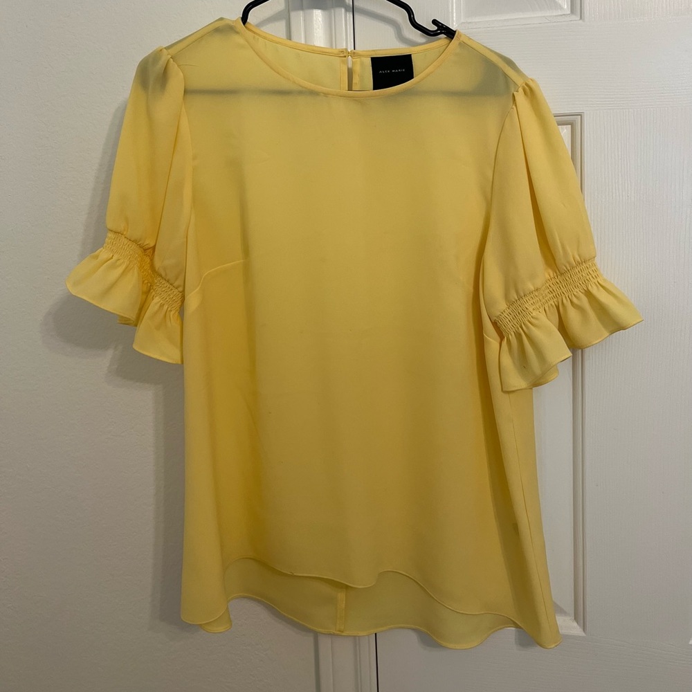 Alex Marie Yellow Blouse w/ puff sleeves!